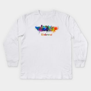 Richmond skyline in watercolor Kids Long Sleeve T-Shirt